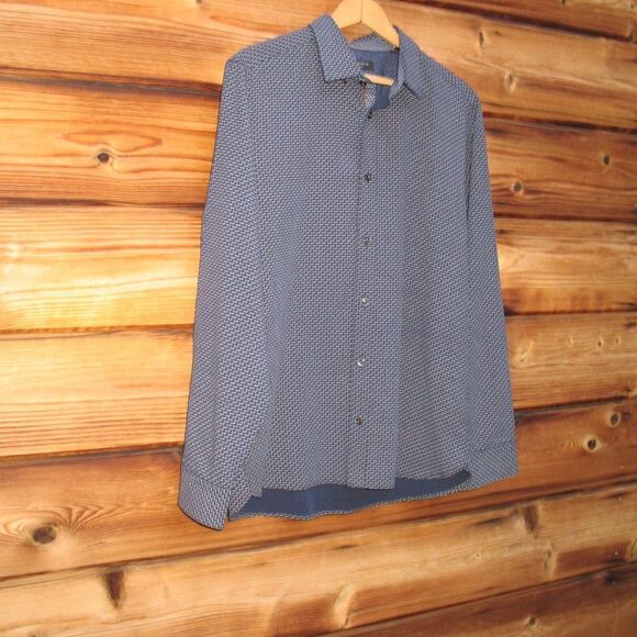 Ted Baker London Mens Geo Print Button Front Shirt L - Picture 3 of 11